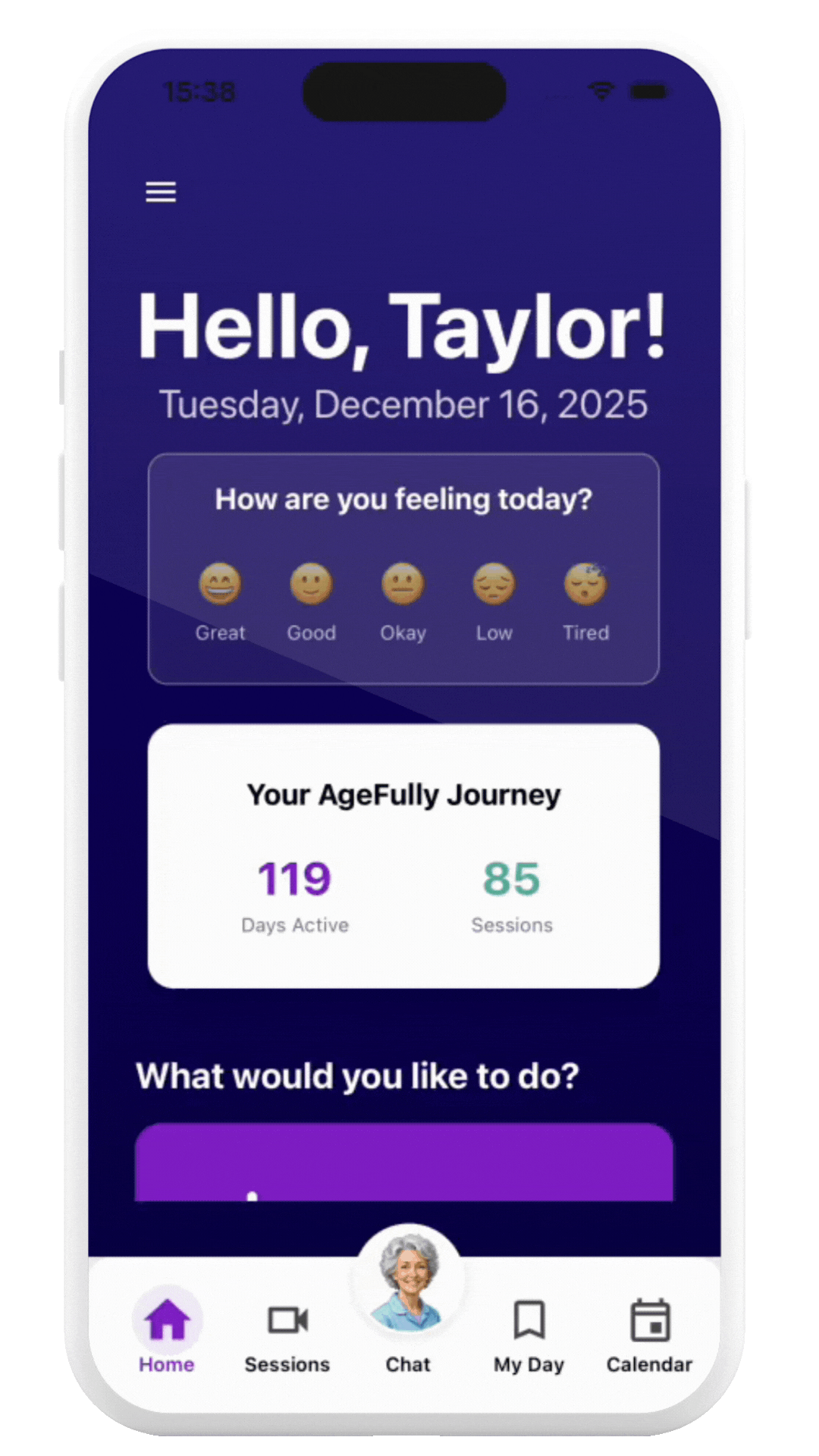 Agefully Home Screen